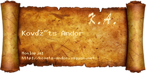 Kováts Andor névjegykártya