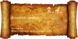 Kováts Andor névjegykártya