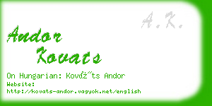 andor kovats business card